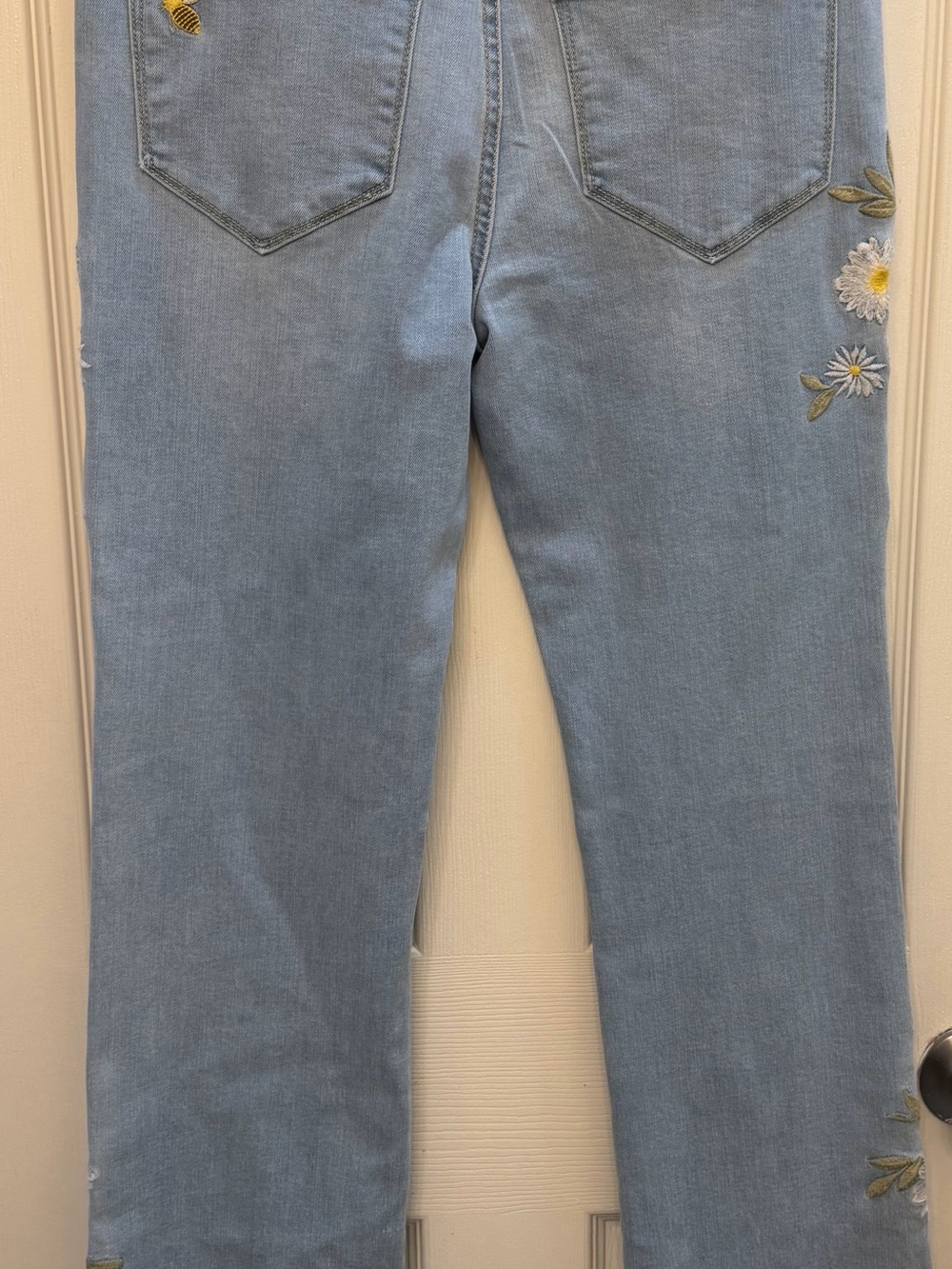 DRIFTWOOD Light Blue Daisy and Bumble Bee Embroidered Boot Cut Jeans - Picture 7 of 7